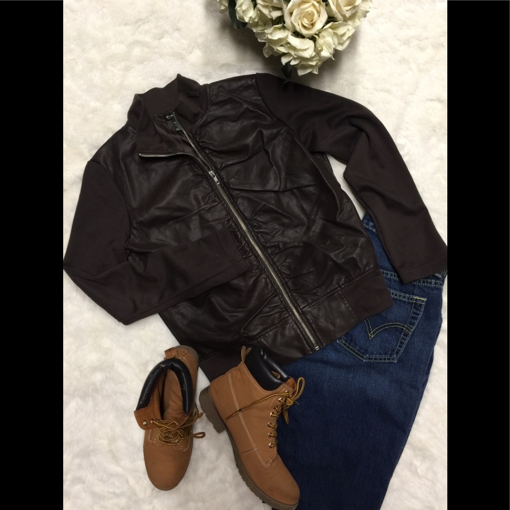 ❤️Women's Brown New Directions Faux Leather Jacket - Picture 1 of 6